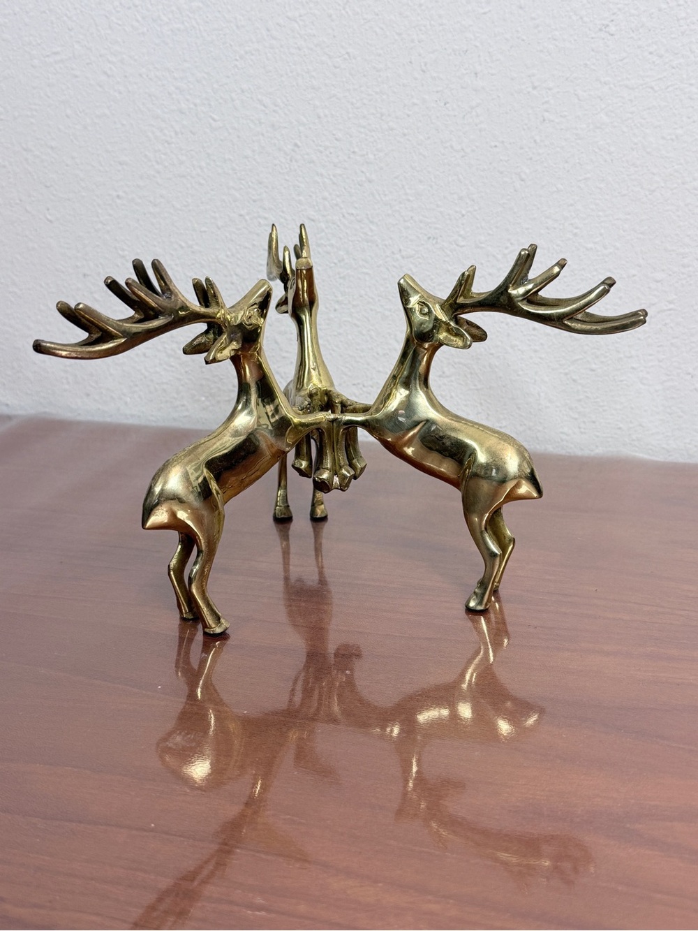 Vintage Brass Reindeer Stag Deer Centerpiece Riser